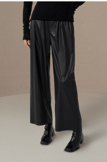 Faux-Leather Straight-Leg Cropped Pants - Ink Black - view 2