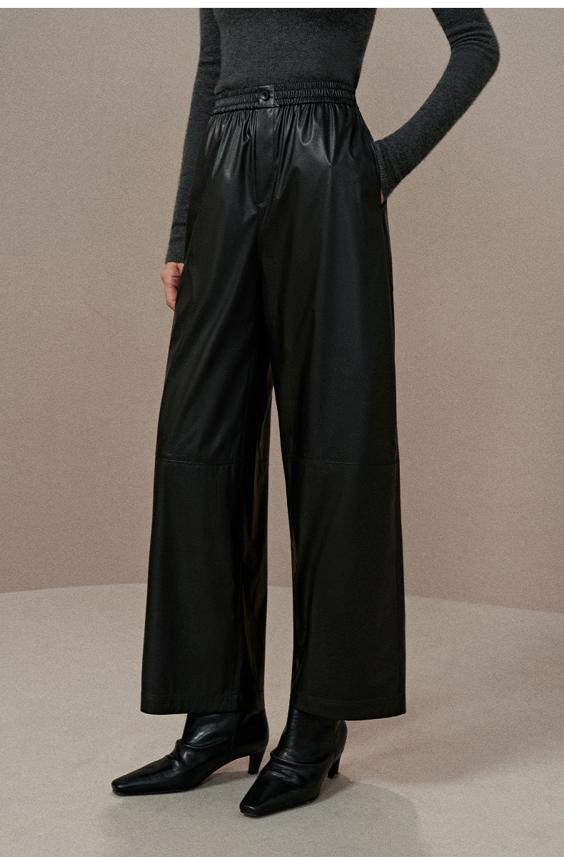 Faux-Leather Straight-Leg Cropped Pants - Ink Black - view 3
