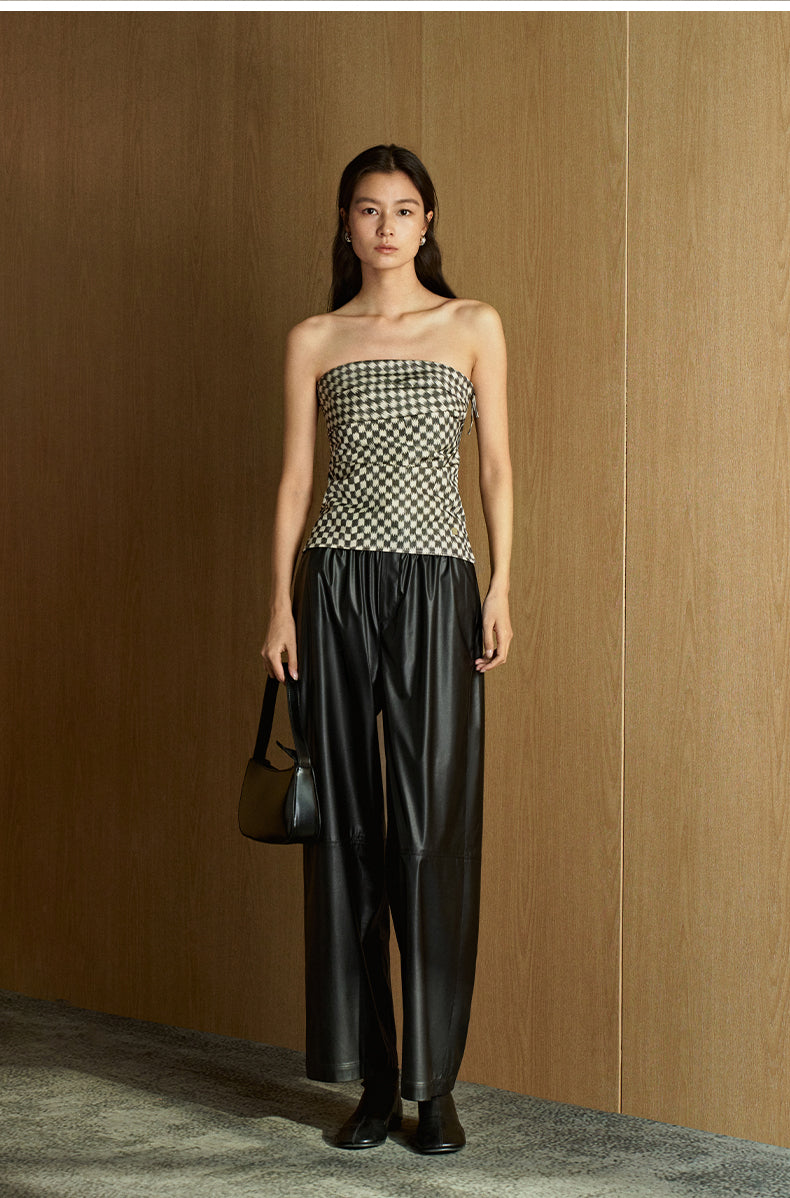 Faux-Leather Straight-Leg Cropped Pants - Ink Black - view 7