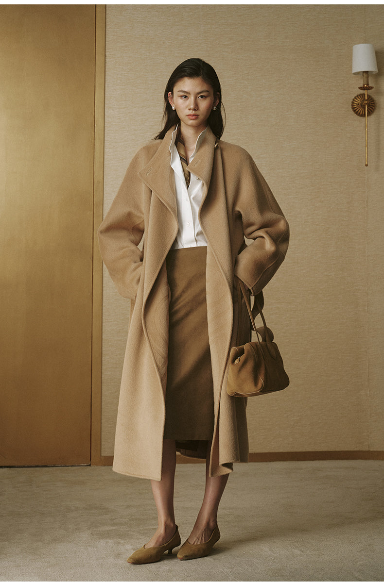 Faux-Suede Straight Midi Skirt - Amber Camel - view 4