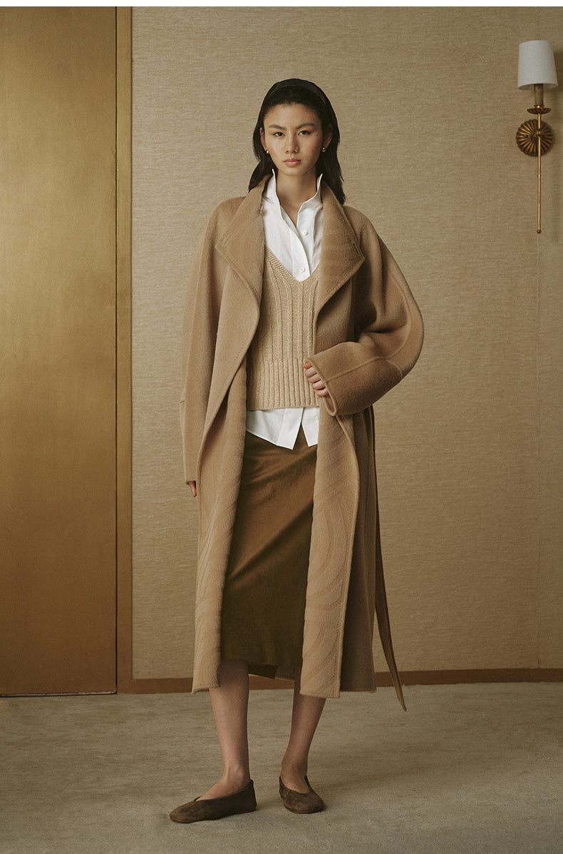 Faux-Suede Straight Midi Skirt - Amber Camel - view 5