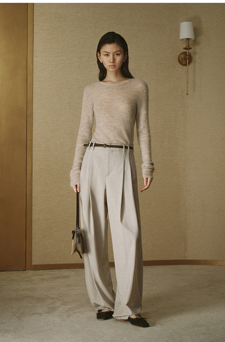 Fine Mohair Crew-Neck Sweater - Cloud Grey Pink - view 2