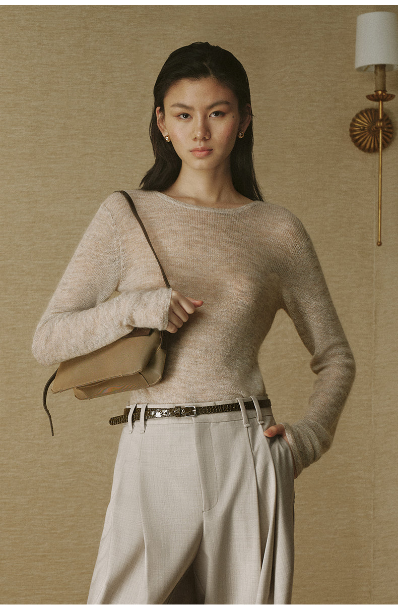 Fine Mohair Crew-Neck Sweater - Cloud Grey Pink - view 3
