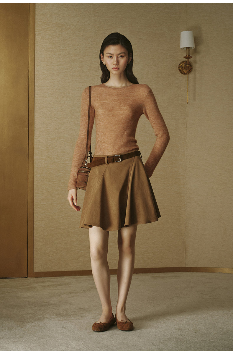 Fine Mohair Crew-Neck Sweater - Caramel Orange - view 1