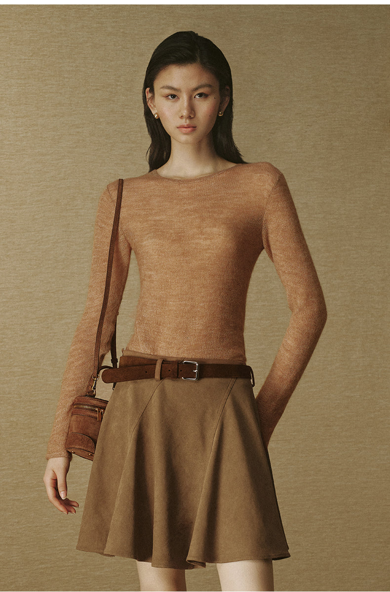 Fine Mohair Crew-Neck Sweater - Caramel Orange - view 3