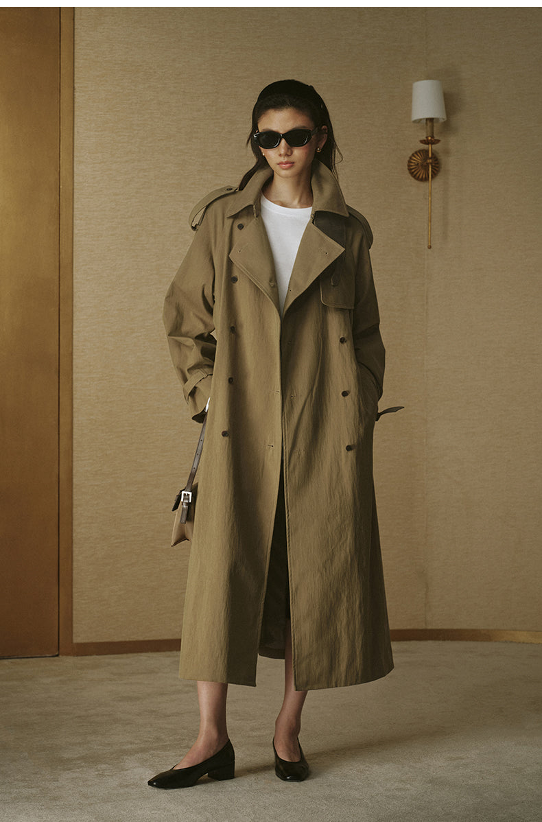 Fluid Long Trench Coat - Drift Khaki - view 2