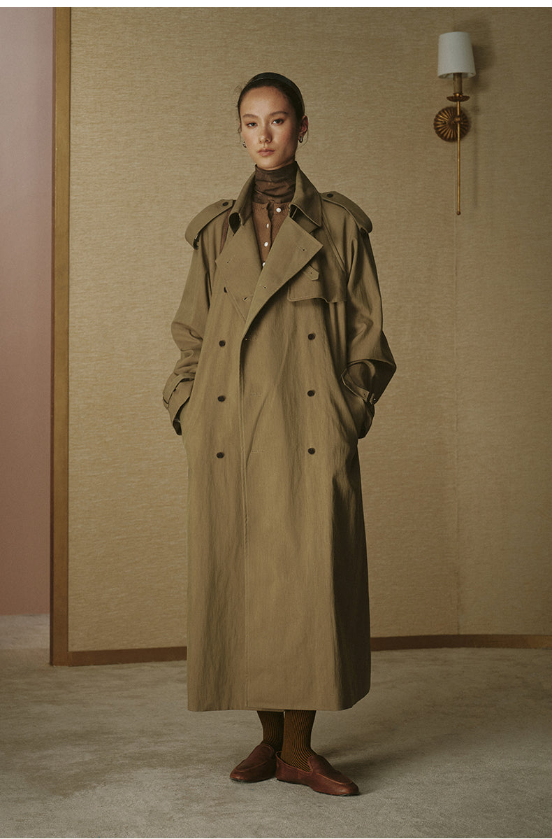 Fluid Long Trench Coat - Drift Khaki - view 3