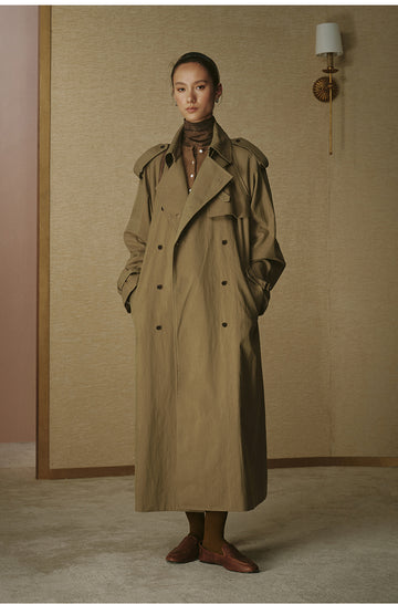 Fluid Long Trench Coat - Drift Khaki - view 3