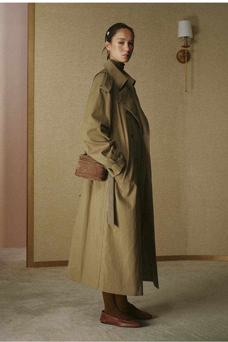 Fluid Long Trench Coat - Drift Khaki - view 4