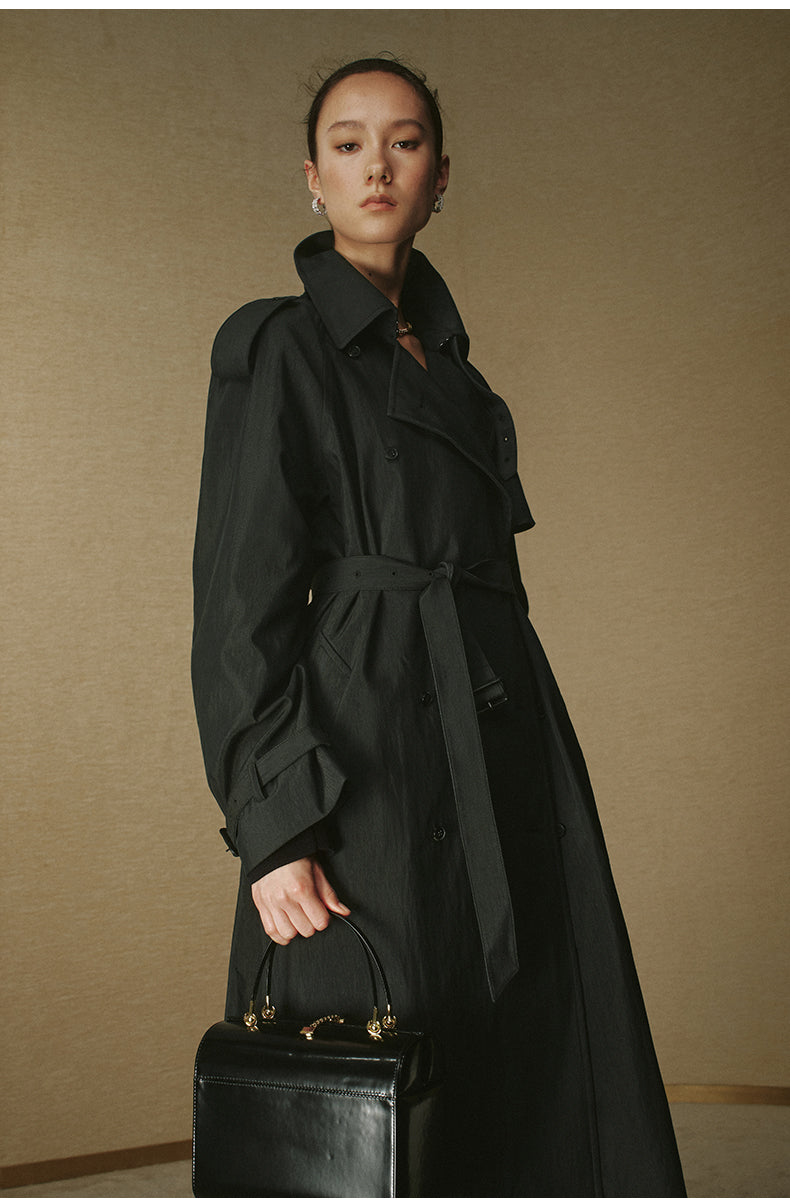 Fluid Long Trench Coat - Ink Black - view 4