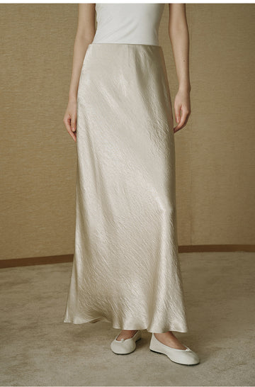 Fluid Satin Fishtail Maxi Skirt - Soft Glow Beige - view 2