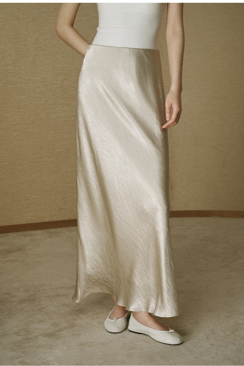 Fluid Satin Fishtail Maxi Skirt - Soft Glow Beige - view 3