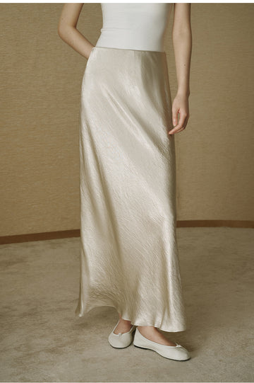 Fluid Satin Fishtail Maxi Skirt - Soft Glow Beige - view 3