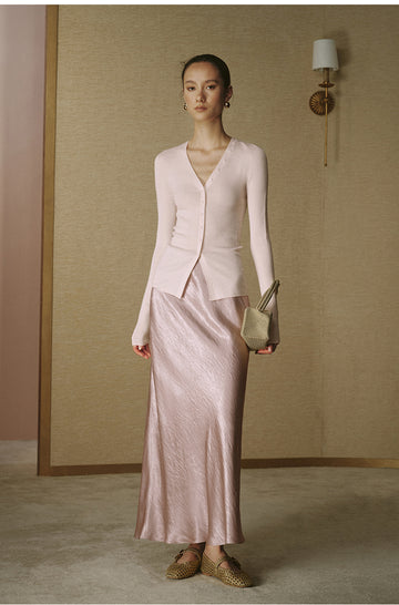 Fluid Satin Fishtail Maxi Skirt - Soft Glow Beige - view 4