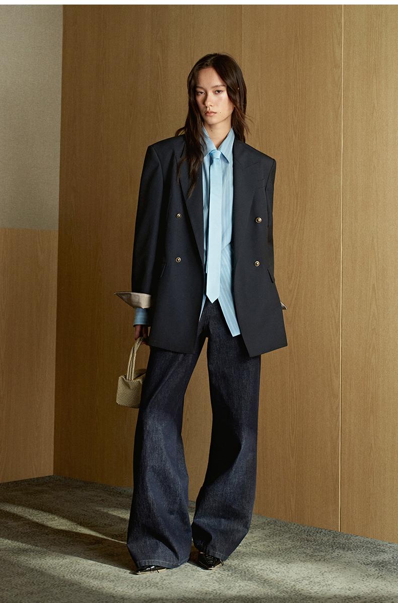 Double-Breasted Wool Blazer - Ink Blue alternate