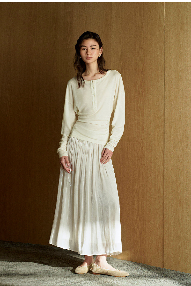 Off-Shoulder Wool Tee - Ivory side