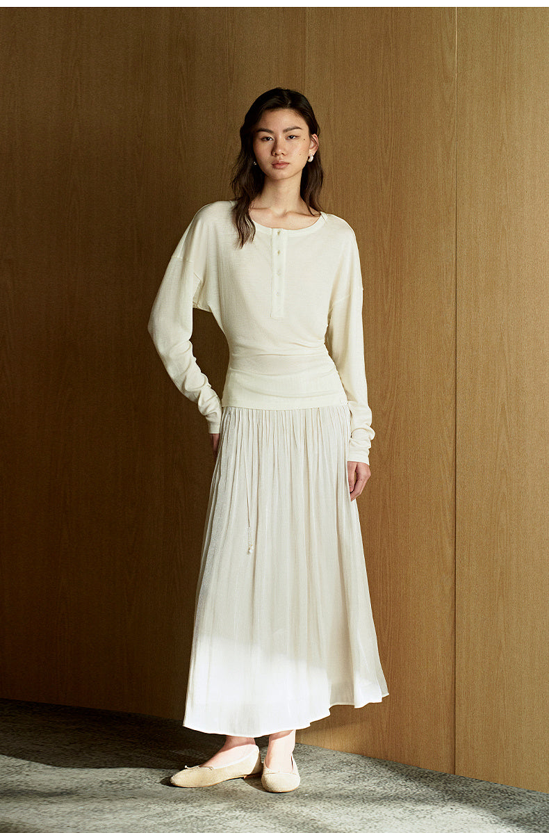 Off-Shoulder Wool Tee - Ivory front
