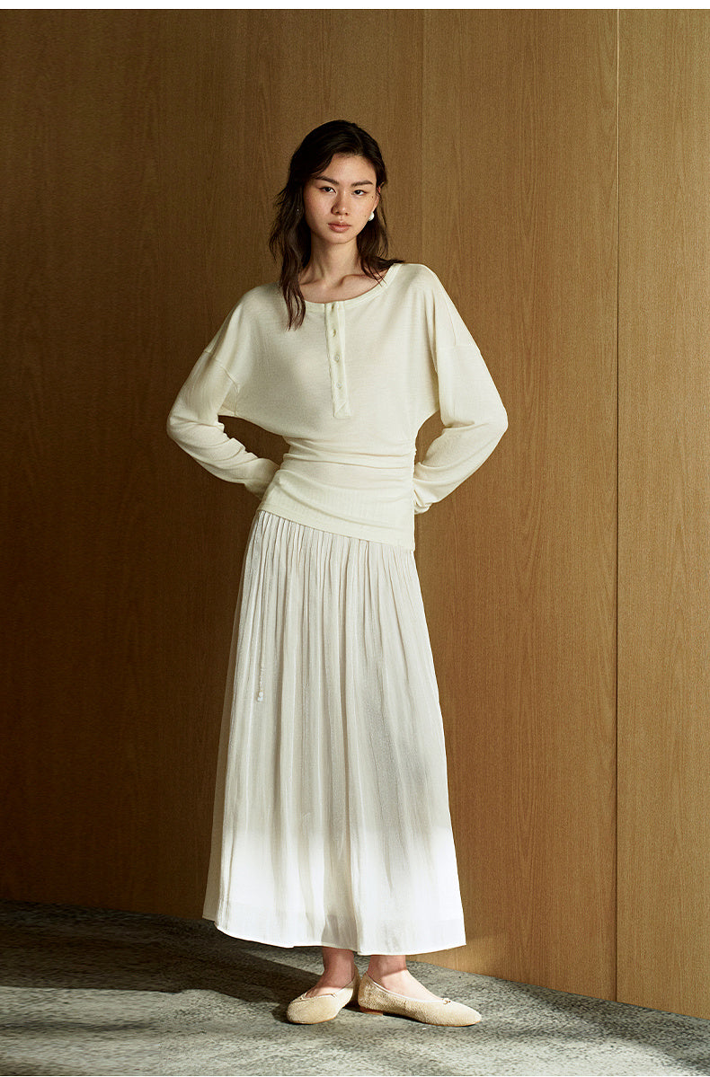 Off-Shoulder Wool Tee - Ivory alternate