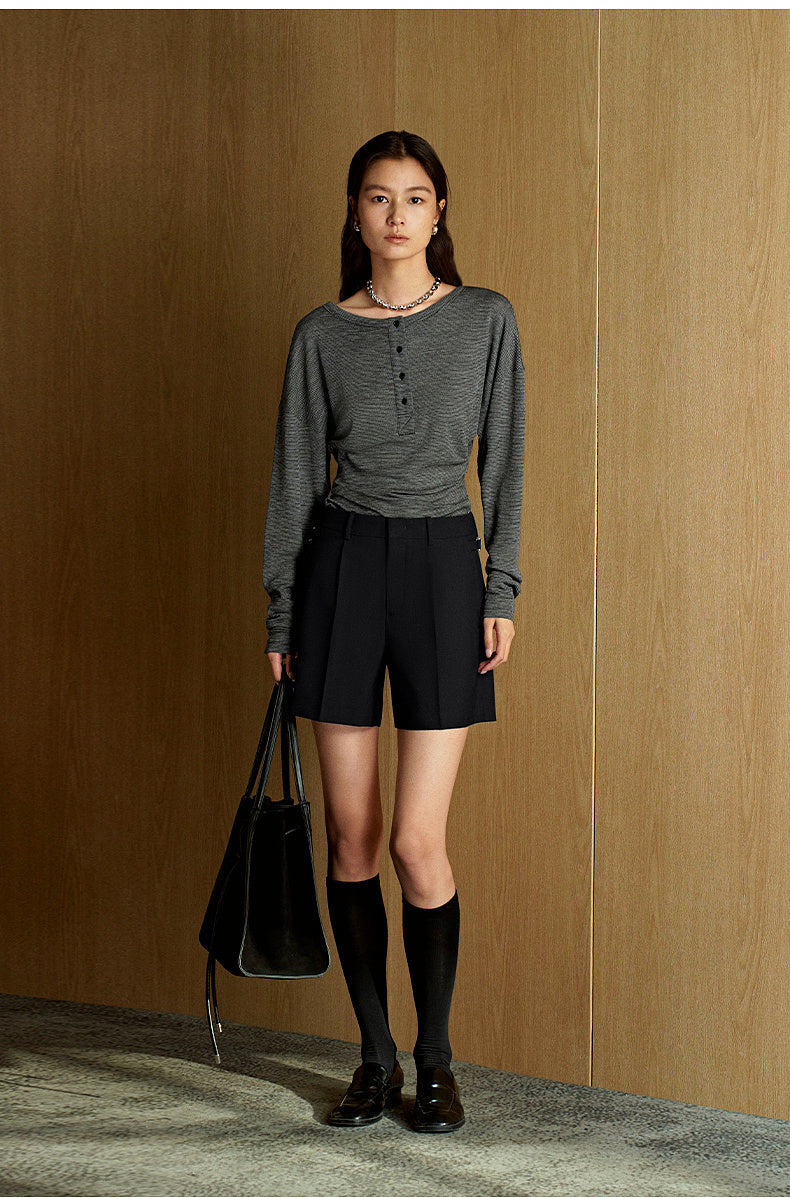 Off-Shoulder Wool Tee - Almond Oat alternate