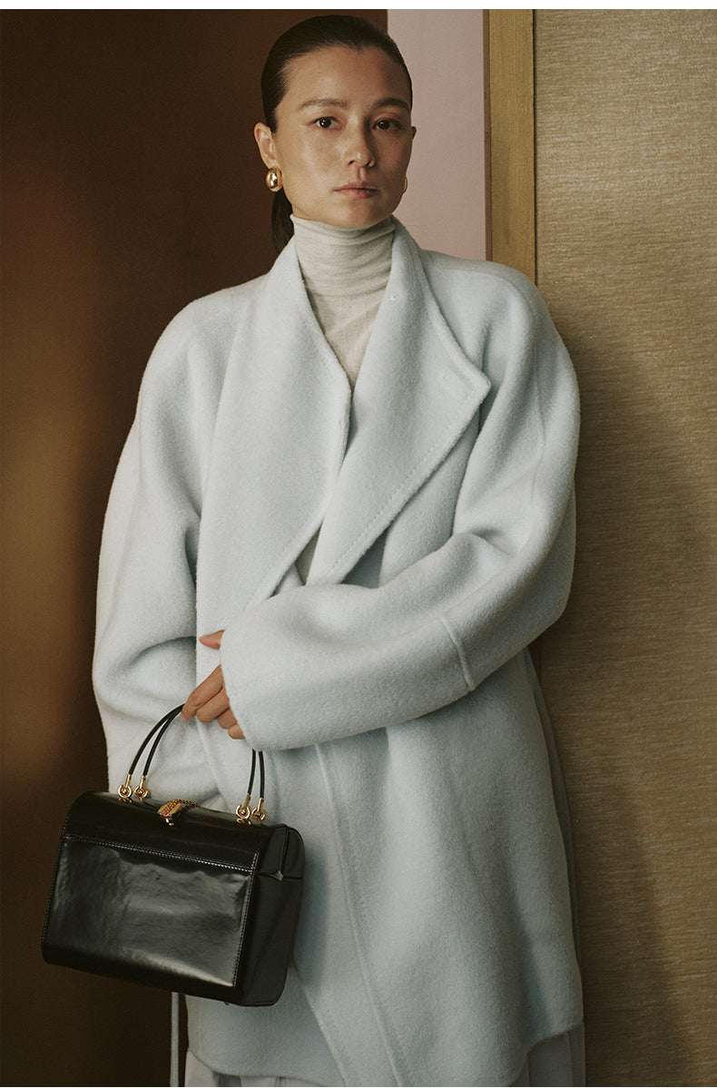 Meiniang Ying Mid-Length Wool Coat - Clear Water Blue - view 1