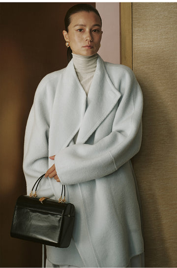 Meiniang Ying Mid-Length Wool Coat - Clear Water Blue - view 1