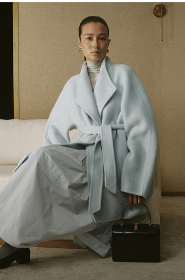 Meiniang Ying Mid-Length Wool Coat - Clear Water Blue - view 2
