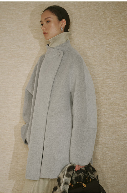 Meiniang Ying Mid-Length Wool Coat - Light Ink Gray - view 1