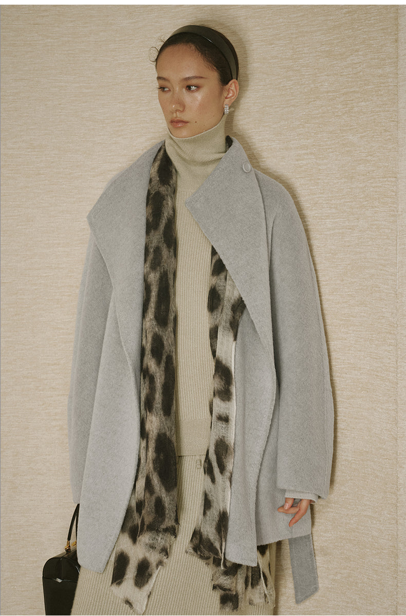 Meiniang Ying Mid-Length Wool Coat - Light Ink Gray - view 2