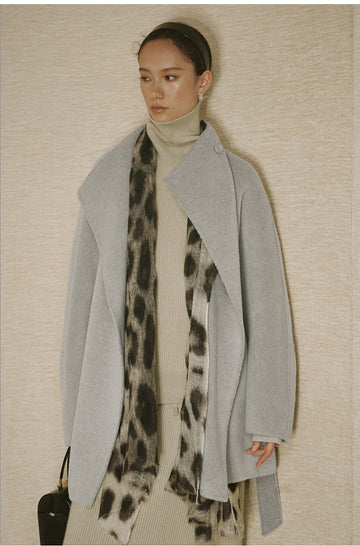 Meiniang Ying Mid-Length Wool Coat - Light Ink Gray - view 2