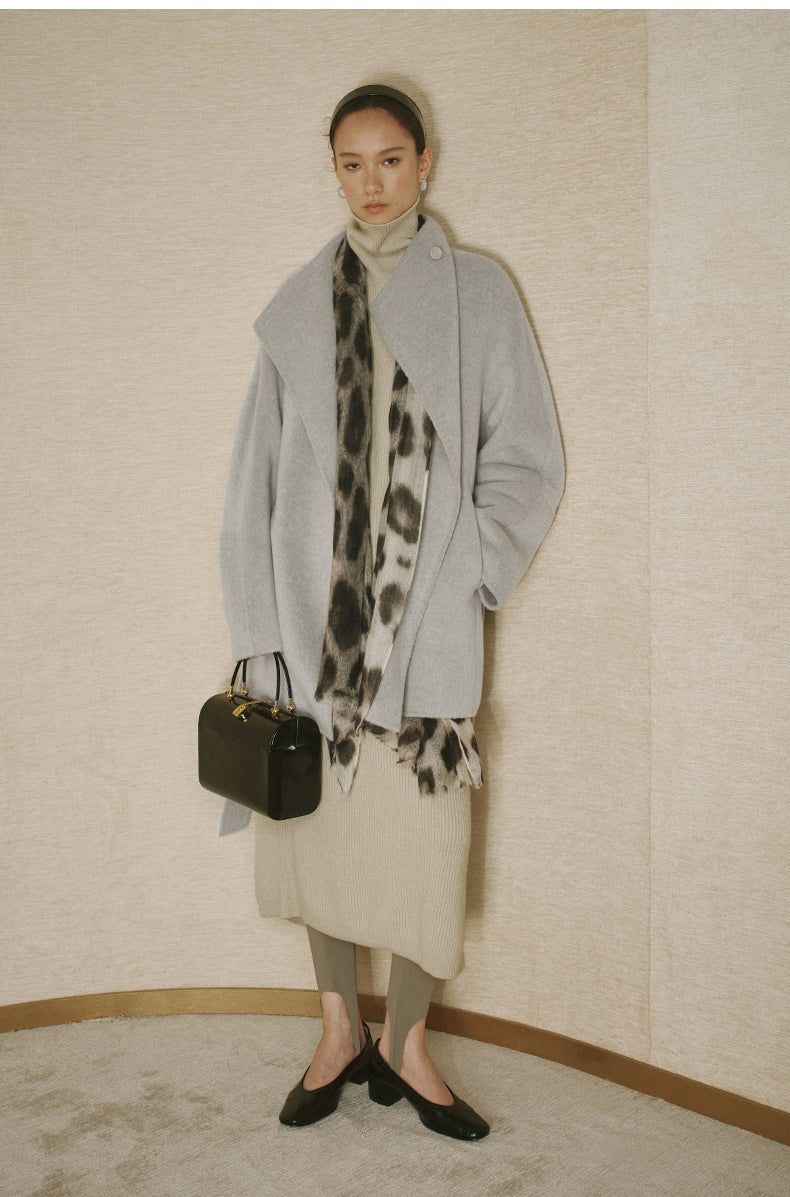 Meiniang Ying Mid-Length Wool Coat - Light Ink Gray - view 3