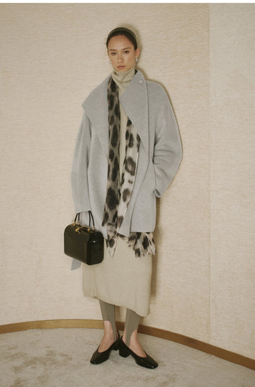 Meiniang Ying Mid-Length Wool Coat - Light Ink Gray - view 3