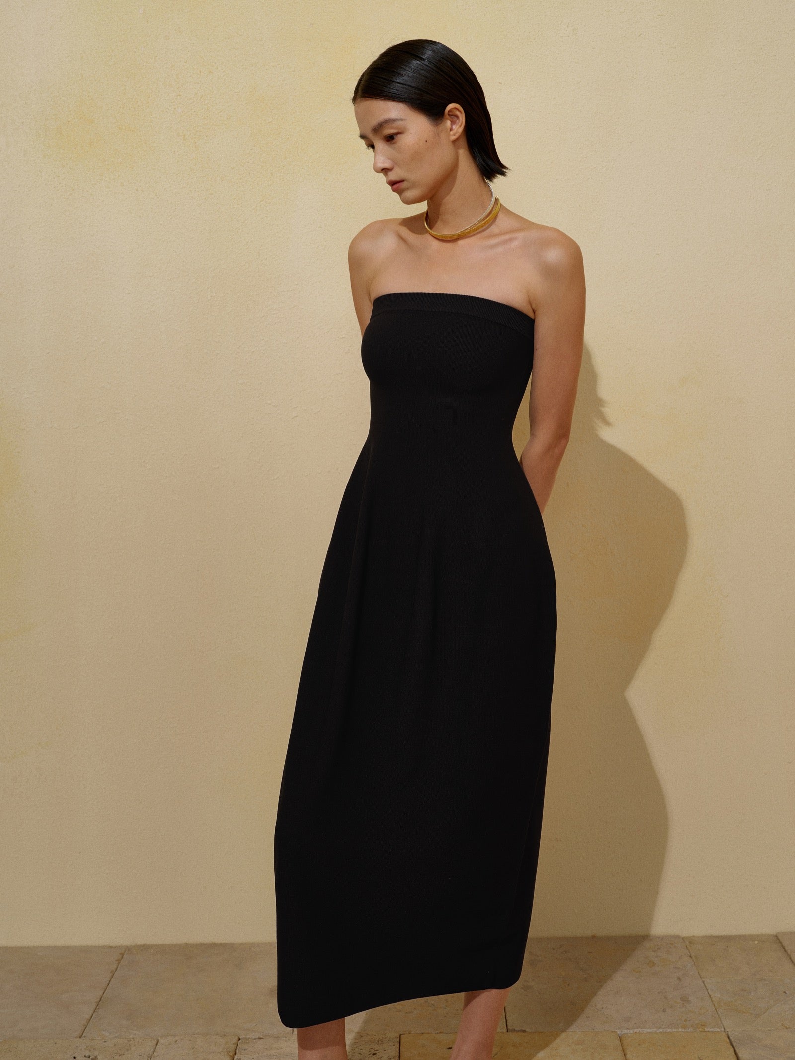 Porcelain Column Convertible Knit Dress - Ink Black - view 4