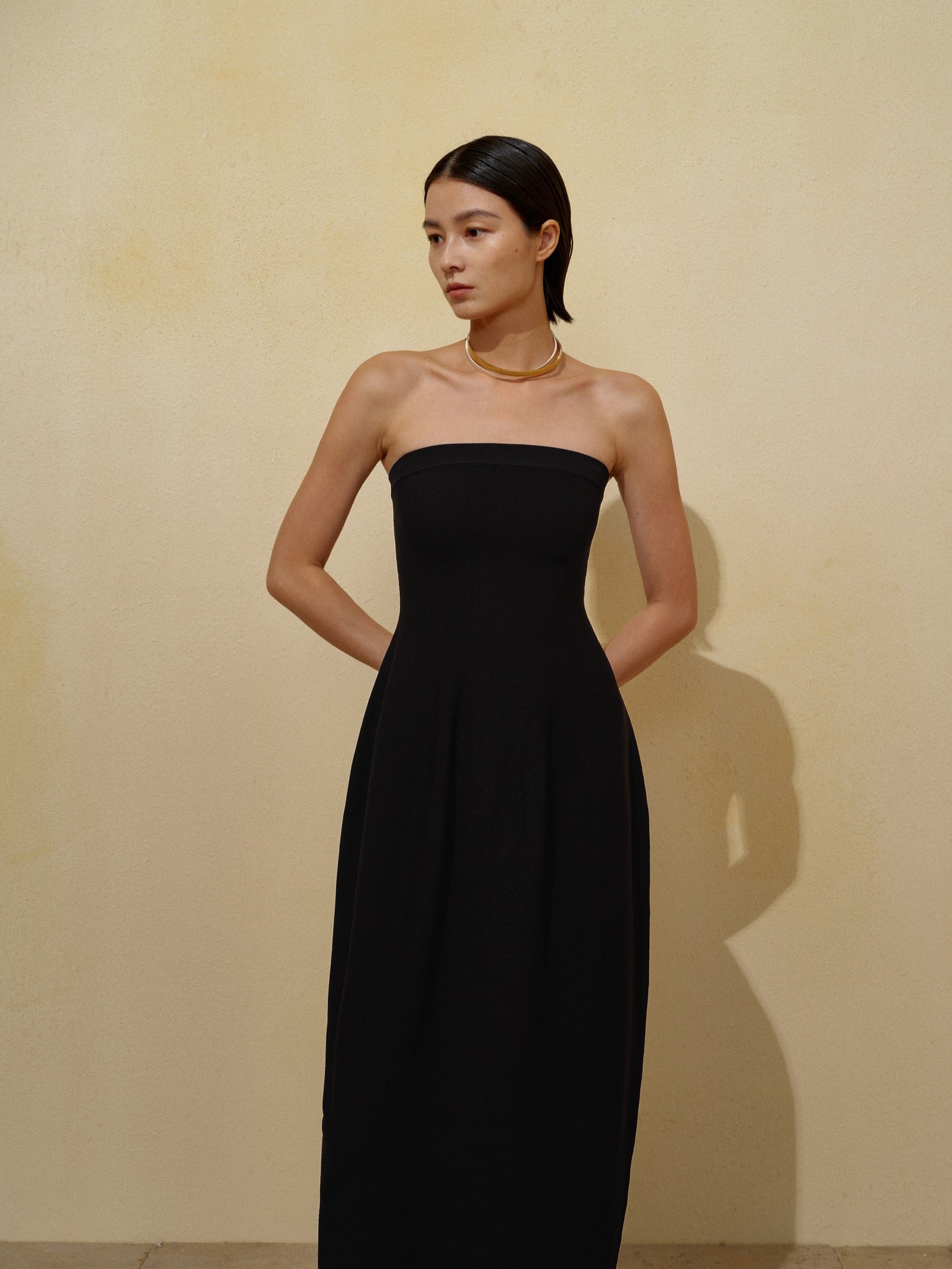 Porcelain Column Convertible Knit Dress - Ink Black - view 6
