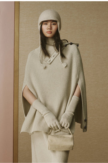 Pure Wool Convertible Cape - Jade White - view 4