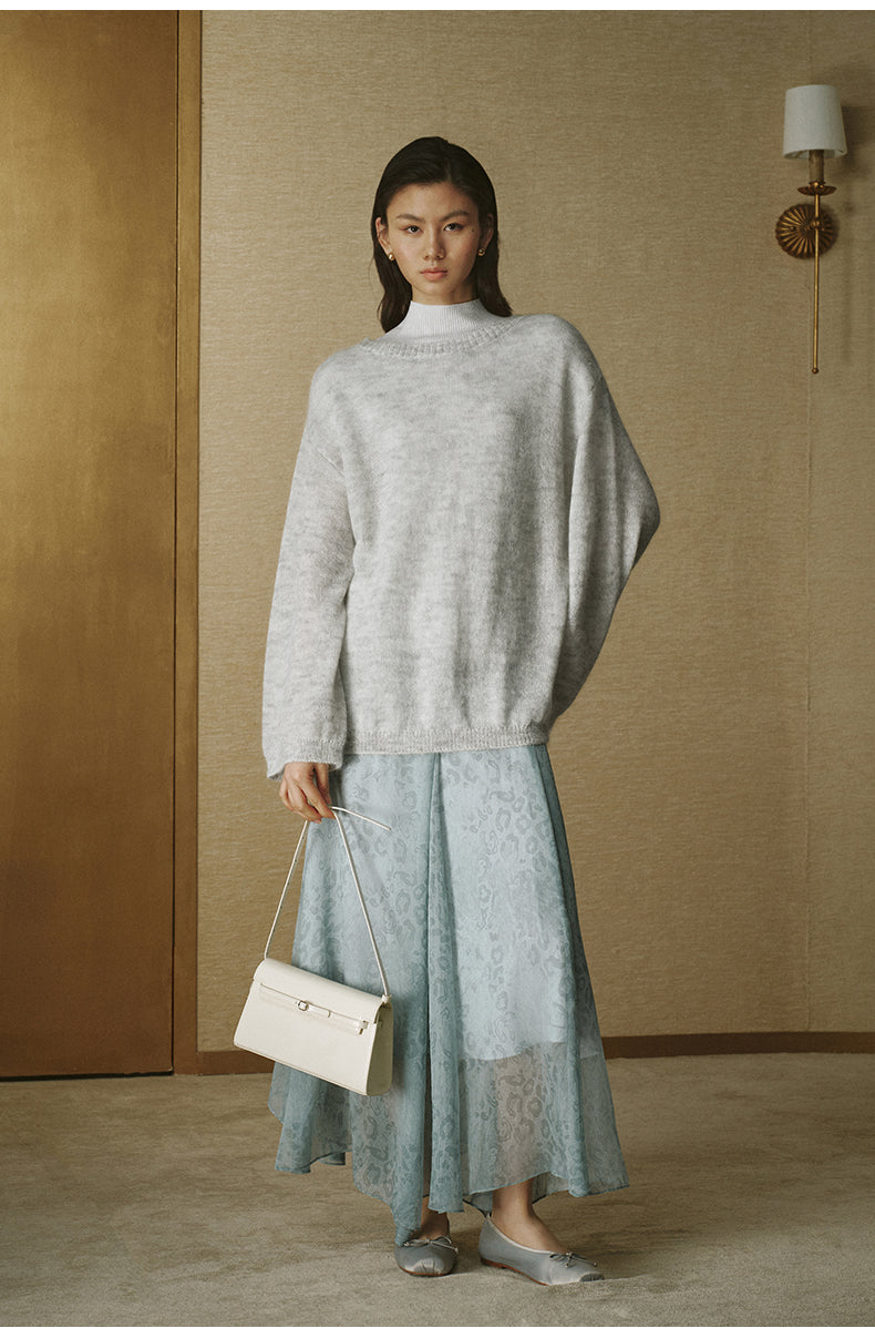 Relaxed Fine Mohair Crew Sweater - Ivory White - view 5