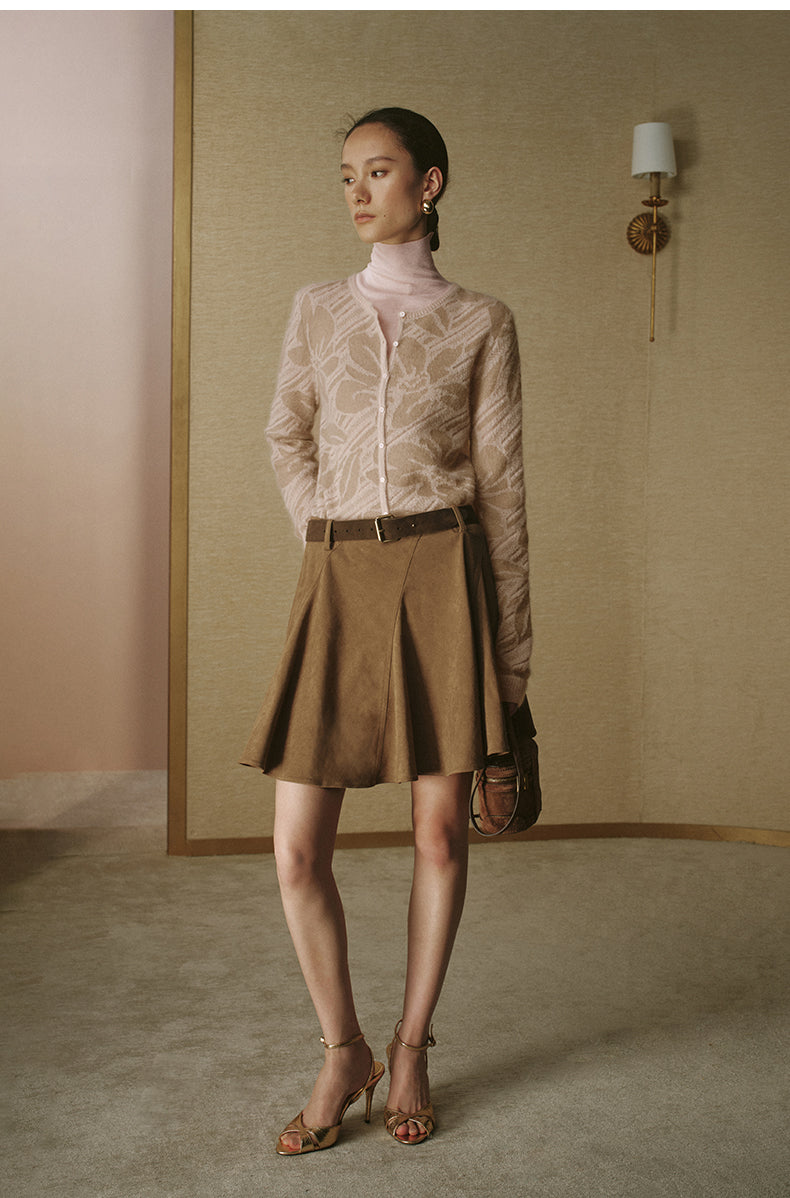 Sheer Jacquard Mohair Cardigan - Smoky Pink - view 2