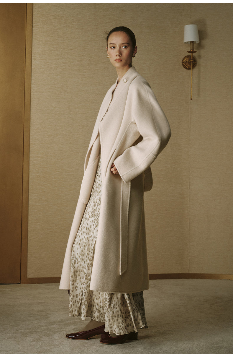 Shihu Xian Longline Wool Coat - Natural Ecru - view 2