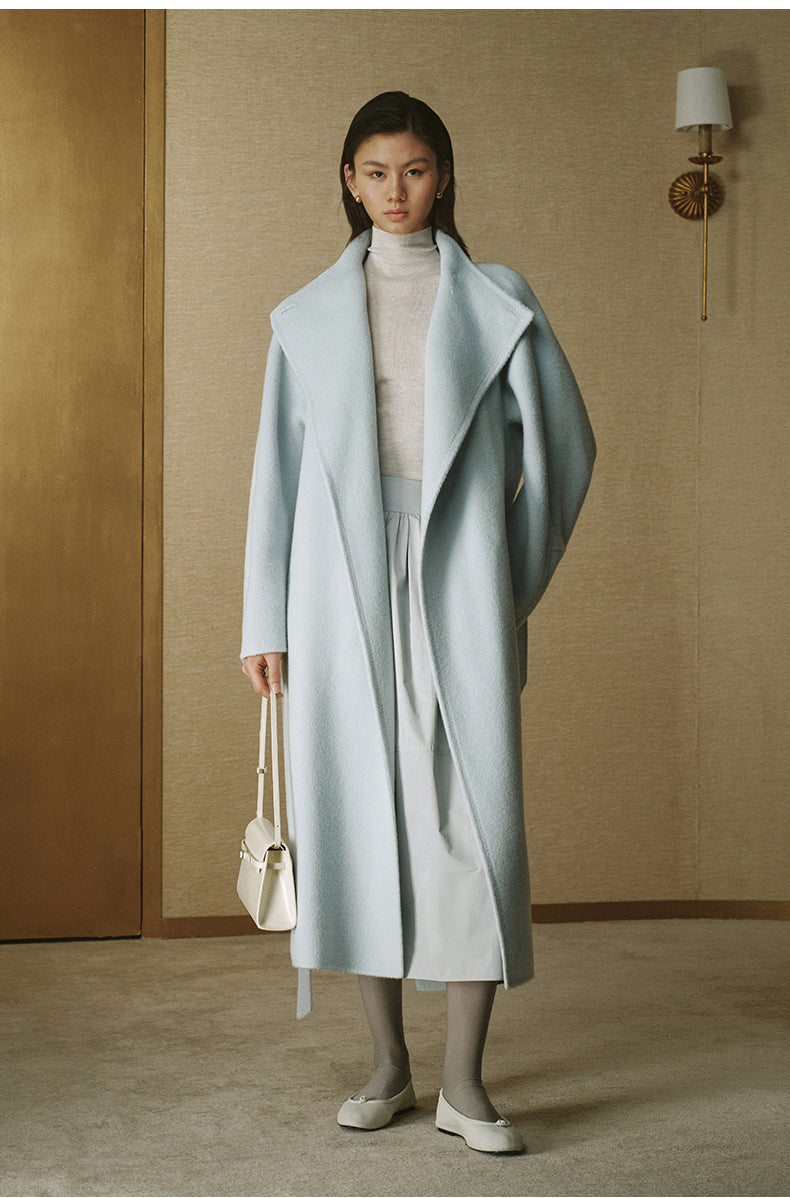 Shihu Xian Longline Wool Coat - Clear Water Blue - view 1