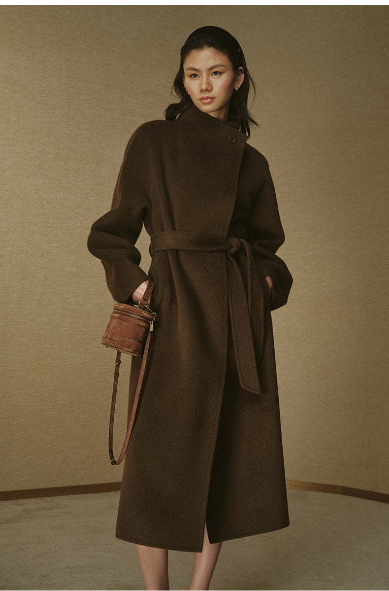Shihu Xian Longline Wool Coat - Chestnut Brown - view 1