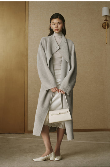 Shihu Xian Longline Wool Coat - Light Ink Gray - view 1