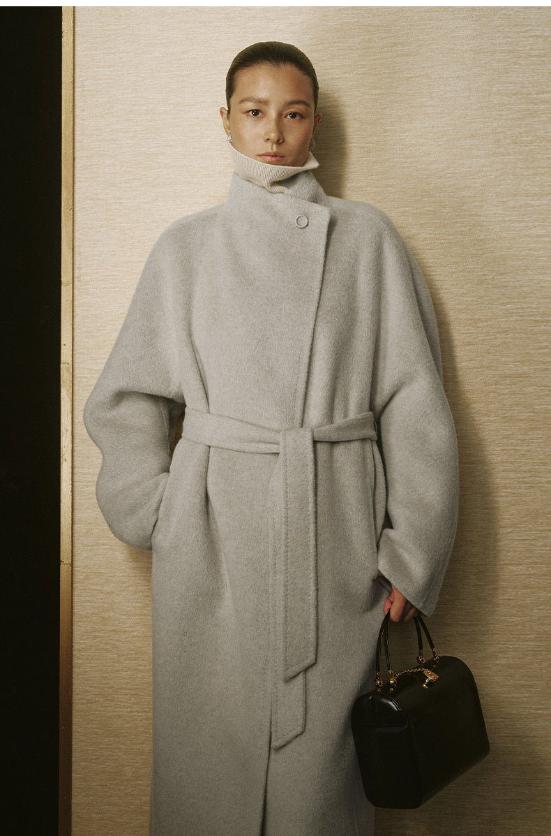 Shihu Xian Longline Wool Coat - Light Ink Gray - view 2