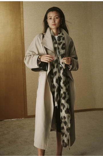 Single-Button Long Cotton Trench - Rice Grey - view 3