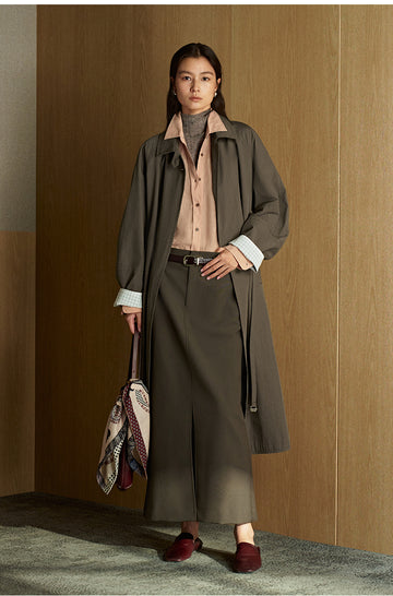 Xidi Jin Belted Raglan Trench Coat - Coffee Brown - view 4