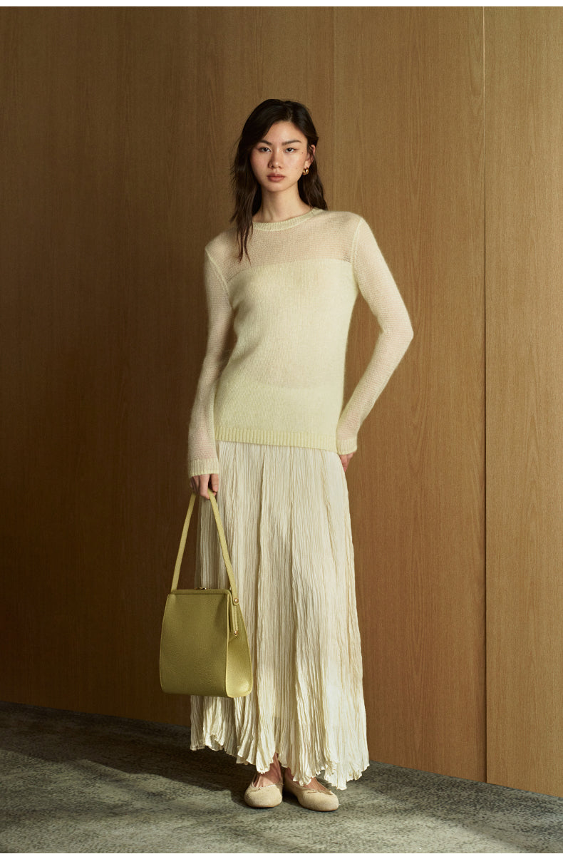 Xijiang Yue Sheer Mohair Sweater - Soft Mist Yellow - view 1