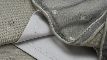Double-Layer Dot Knit Skirt in Pebble Grey - detail layered hem - Pebble Grey