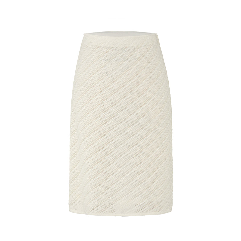 Openwork Diagonal Knit Skirt