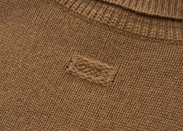 Cashmere Wool Knit Vest in Ebony Brown - detail back embroidery - Ebony Brown