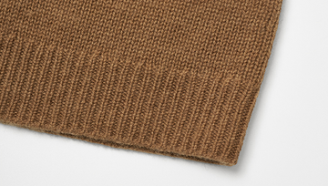 Cashmere Wool Knit Vest in Ebony Brown - detail ribbed hem - Ebony Brown