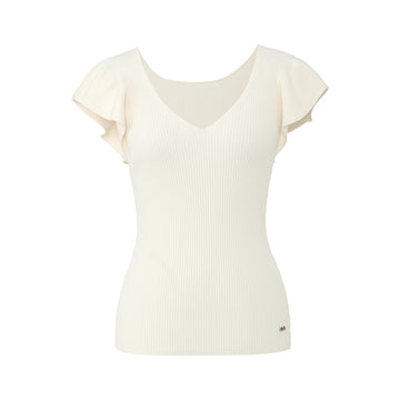 Ruffle V-Neck Knit Top