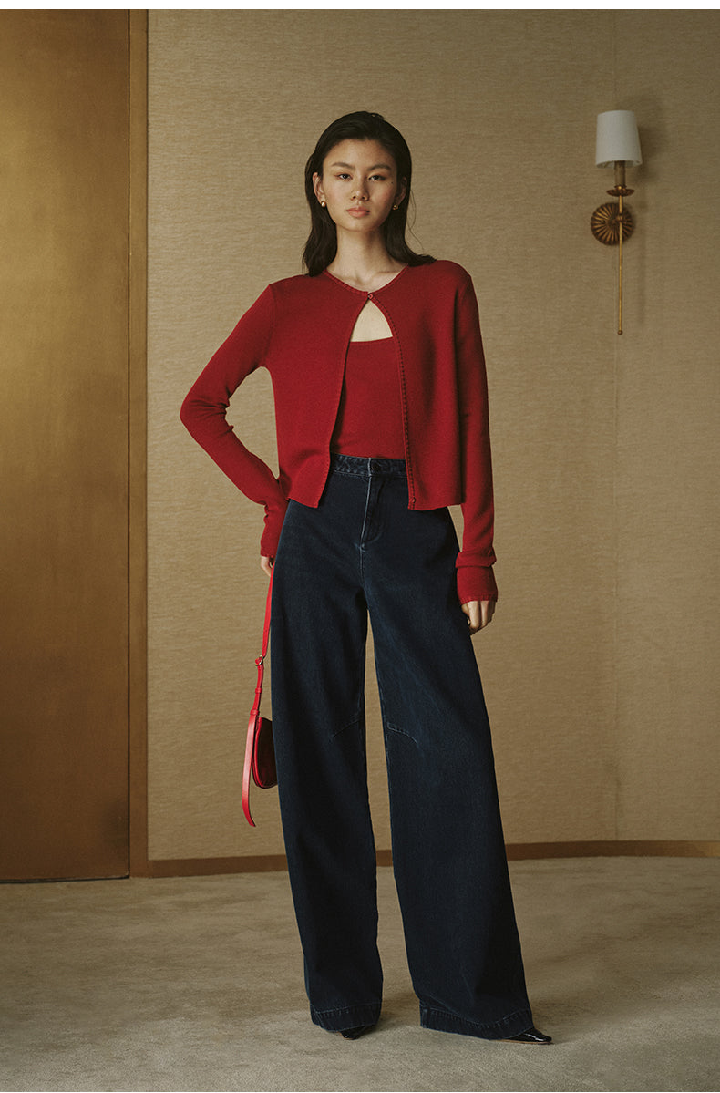 Soft Wool Button Cardigan Cinnabar Red